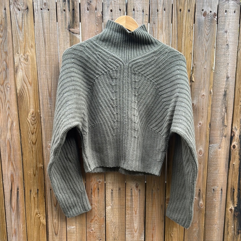 Theory Olive Green Turtleneck Sweater